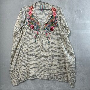 Johnny Was Silk Multicolor Embroidered Tunic‎ One Size Oversized READ